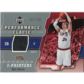 2005/06 Upper Deck Performance Clause Jerseys #KK Kyle Korver /250