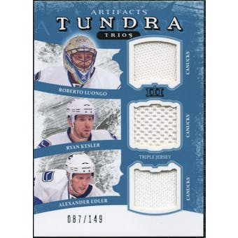 2011/12 Upper Deck Artifacts Tundra Trios Jerseys Blue #TT3NUCKS Roberto Luongo Ryan Kesler Alex Edler /149