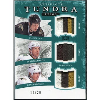 2011/12 Upper Deck Artifacts Tundra Trios Patches Emerald #TT3DAL Jamie Benn Brad Richards Loui Eriksson /20