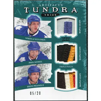 2011/12 Upper Deck Artifacts Tundra Trios Patch Emerald #TT3LEAFS Nikolai Kulemin Phil Kessel Dion Phaneuf /20