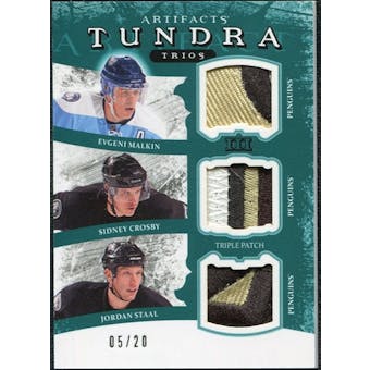 2011/12 Upper Deck Artifacts Tundra Trios Patch Emerald #TT3PITT Evgeni Malkin Sidney Crosby Jordan Staal /20