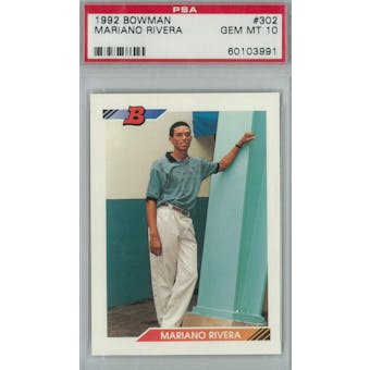 1992 Bowman Baseball #302 Mariano Rivera RC PSA 10 (GM-MT) *3991 (Reed Buy)