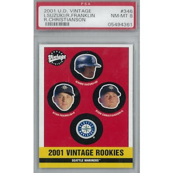 2001 UD Vintage Baseball #346 Ichiro Suzuki RC PSA 8 (NM-MT) *4361 (Reed Buy)