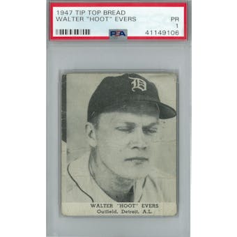 1947 Tip Top Bread Baseball Walter "Hoot" Evers PSA 1 (Poor) *9106 (Reed Buy)