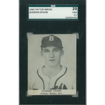 1947 Tip Top Bread Baseball Warren Spahn SGC 20 (Fair) *4019 (Reed Buy)