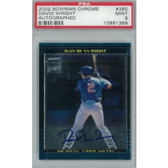 2002 Bowman Chrome Baseball #385 David Wright Auto RC PSA 9 (Mint) *1369 (Reed Buy)