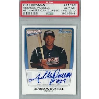 2011 Bowman AFLAC Baseball #AACAR Addison Russell Auto #/229 PSA 10 (Gem Mint) *6548 (Reed Buy)