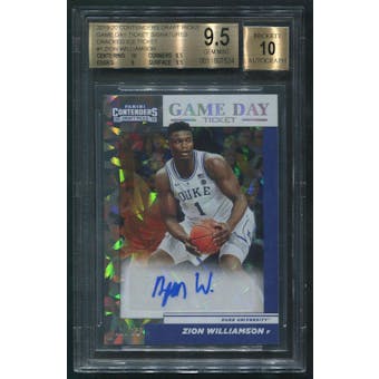 2019/20 Contenders Draft Picks #1 Zion Williamson Game Day Ticket Cracked Ice Rookie Auto #13/23 BGS 9.5