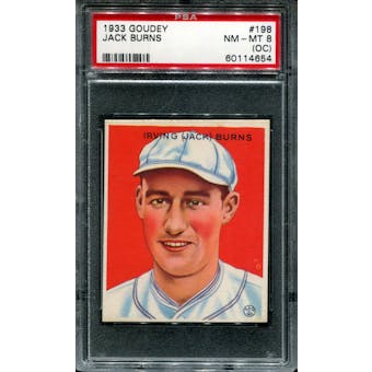 1933 Goudey Baseball #198 Jack Burns PSA 8 (NM-MT) (OC) *4654