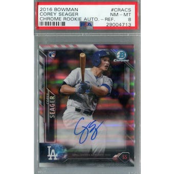2016 Bowman Chrome Baseball #CRACS Corey Seager Refractor Auto RC #/499 PSA 8 (NM-MT) *4713 (Reed Buy)