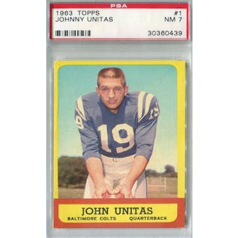 1963 Topps Football #1 Johnny Unitas PSA 7 (NM) *0439 (Reed Buy)