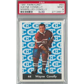 1961 Parkhurst Hockey #44 Wayne Connelly Misspelled Conolly PSA 9 (Mint) *4817 (Reed Buy)