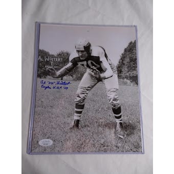 Al "Ox" Wistert Philadelphia Eagles Autographed Football 8x10 Photo (HOF 09) JSA #HH11605 (Reed Buy)