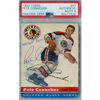1954/55 Topps Hockey #33 Pete Conacher PSA AUTH Auto 9 *7232 (Reed Buy)