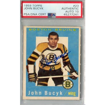 1959/60 Topps Hockey #23 Johnny Bucyk PSA AUTH Auto 10 *7241 (Reed Buy)