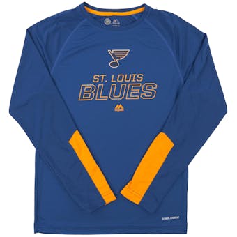 St. Louis Blues Majestic Cutting Through Blue Performance Long Sleeve Tee Shirt (Adult XL)