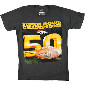 Denver Broncos Majestic Gray Super Bowl Victory Dual Blend Tee Shirt (Adult XXL)