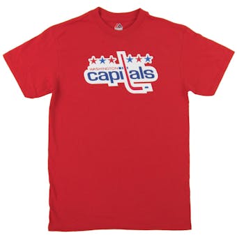 Washington Capitals Majestic Red Vintage Lightweight Tek Patch Tee Shirt (Adult Small)