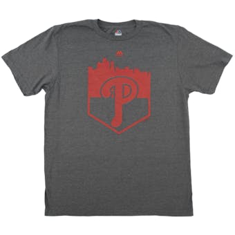 Philadelphia Phillies Majestic Gray Pass Through Dual Blend Tee Shirt (Adult Large)