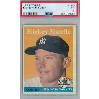 1958 Topps Baseball #150 Mickey Mantle PSA 5 (EX) *6930 (Reed Buy)