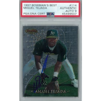 1997 Bowman's Best Baseball #114 Miguel Tejada RC PSA AUTH Auto 9 *9507 (Reed Buy)