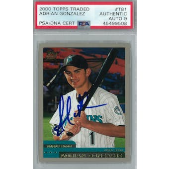 2000 Topps Traded Baseball #T81 Adrian Gonzalez RC PSA AUTH Auto 9 *9508 (Reed Buy)