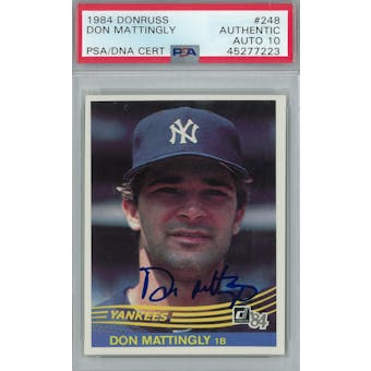 1984 Donruss Baseball #248 Don Mattingly RC PSA AUTH Auto 10 *7223 (Reed Buy)
