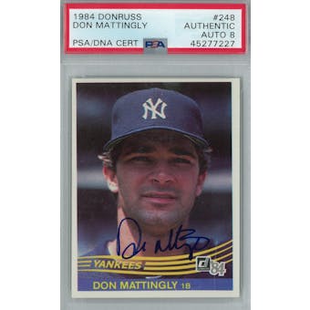 1984 Donruss Baseball #248 Don Mattingly RC PSA AUTH Auto 8 *7227 (Reed Buy)
