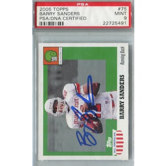 2005 Topps All-American Football #75 Barry Sanders PSA 9 (Mint) Auto AUTH *5491 (Reed Buy)