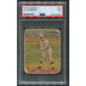 1933 Goudey Baseball #35 Al Simmons Rookie PSA 1 (PR)