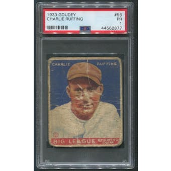 1933 Goudey Baseball #56 Charlie Red Ruffing Rookie PSA 1 (PR)