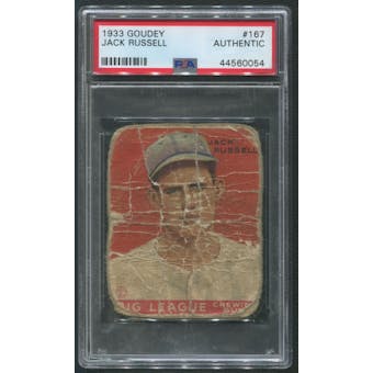 1933 Goudey Baseball #167 Jack Russell Rookie PSA Authentic