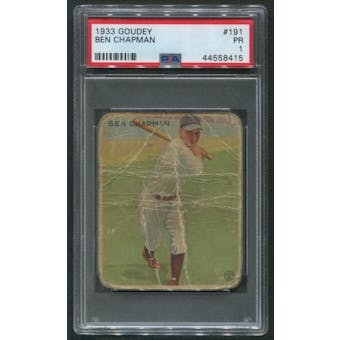 1933 Goudey Baseball #191 Ben Chapman Rookie PSA 1 (PR)