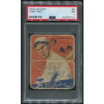 1934 Goudey Baseball #8 Tony Piet PSA 1 (PR)