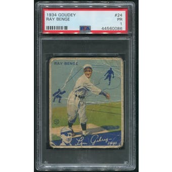 1934 Goudey Baseball #24 Ray Benge PSA 1 (PR)