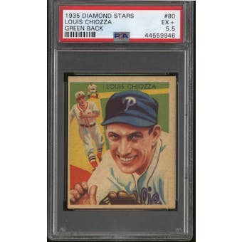 1934-36 Diamond Stars Baseball #80 Lou Chiozza Rookie PSA 5.5 (EX+)