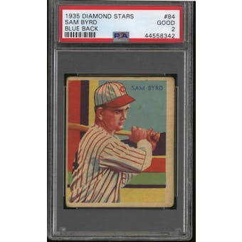 1934-36 Diamond Stars Baseball #84 Sam Byrd PSA 2 (GOOD)