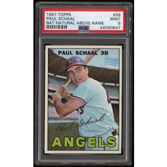 1967 Topps Baseball #58 Paul Schaal Bat Natural Above Name PSA 9 (MINT)