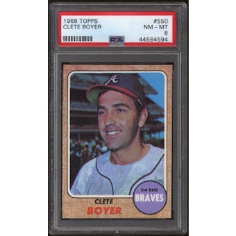 1968 Topps Baseball #550 Clete Boyer PSA 8 (NM-MT)