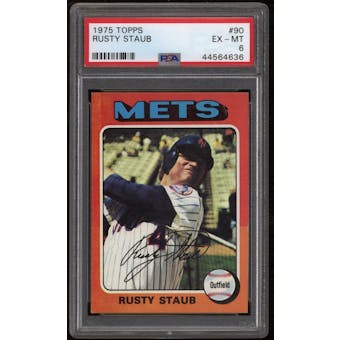 1975 Topps Baseball #90 Rusty Staub PSA 6 (EX-MT)