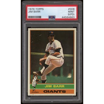 1976 Topps Baseball #308 Jim Barr PSA 9 (MINT) (PD)