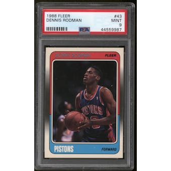 1988/89 Fleer Basketball #43 Dennis Rodman Rookie PSA 9 (MINT)