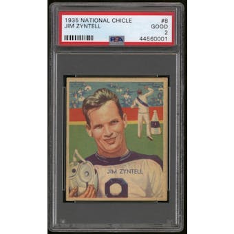 1935 National Chicle Football #8 Jim Zyntell Rookie PSA 2 (GOOD)
