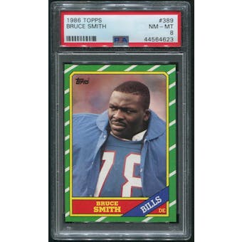 1986 Topps Football #389 Bruce Smith Rookie PSA 8 (NM-MT)