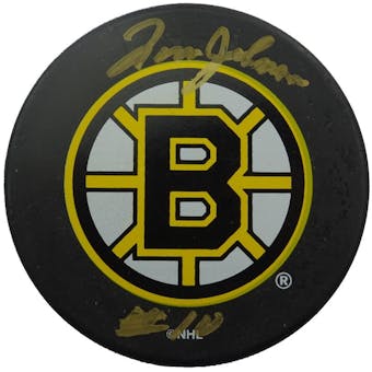 Tom Johnson Autographed Boston Bruins Puck JSA FF49081 (Reed Buy)