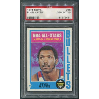 1974/75 Topps Basketball #30 Elvin Hayes All Star 2 PSA 10 (GEM MT)