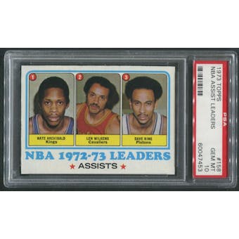 1973/74 Topps Basketball #158 NBA Assist Leaders Nate Archibald Len Wilkens Dave Bing PSA 10 (GEM MT)