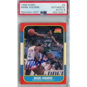 1986/87 Fleer Basketball #3 Mark Aguirre RC PSA/DNA Auto 9 *8321 (Reed Buy)