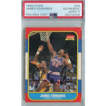 1986/87 Fleer Basketball #29 James Edwards PSA/DNA Auto 7 *8329 (Reed Buy)