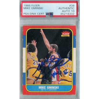 1986/87 Fleer Basketball #38 Mike Gminski PSA/DNA Auto 10 *8332 (Reed Buy)